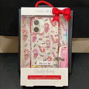 Pink Sky | Candy Cane Bows Phone Case | IPhone 16